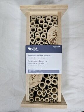 Style Selections Post Mount Bee House Wood Bamboo Heart Hotel